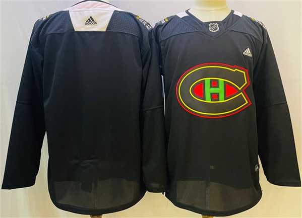 Men%27s Montreal Canadiens Blank 2022 Black Warm Up History Night Stitched Jersey->montreal canadiens->NHL Jersey
